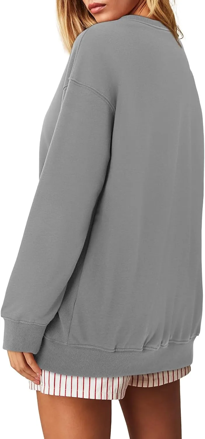 Zwurew Womens Oversized Sweatshirts Crew Neck Pullover Sweaters Casual Comfy Fall Fashion Outfits Clothes 2024